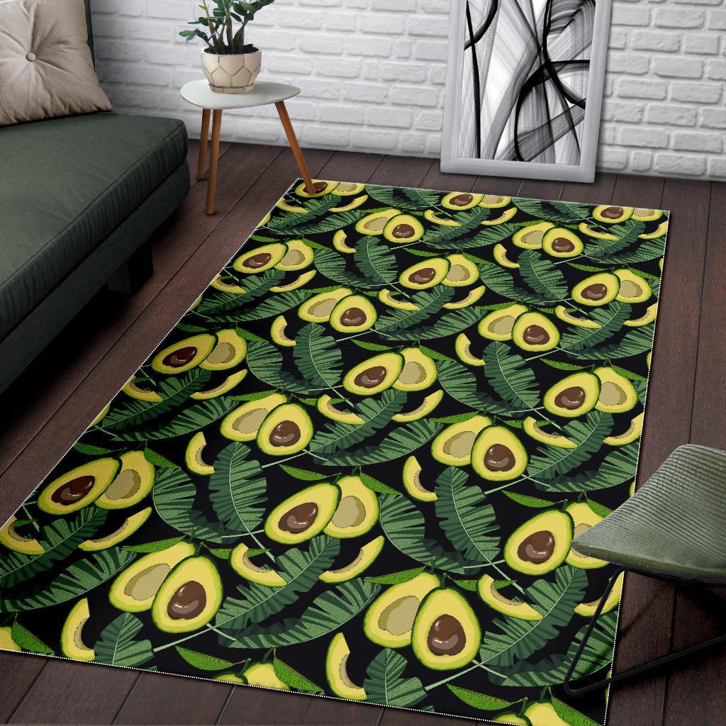 Avocado Floral Palm Leaves Pattern Print Floor Mat-grizzshop