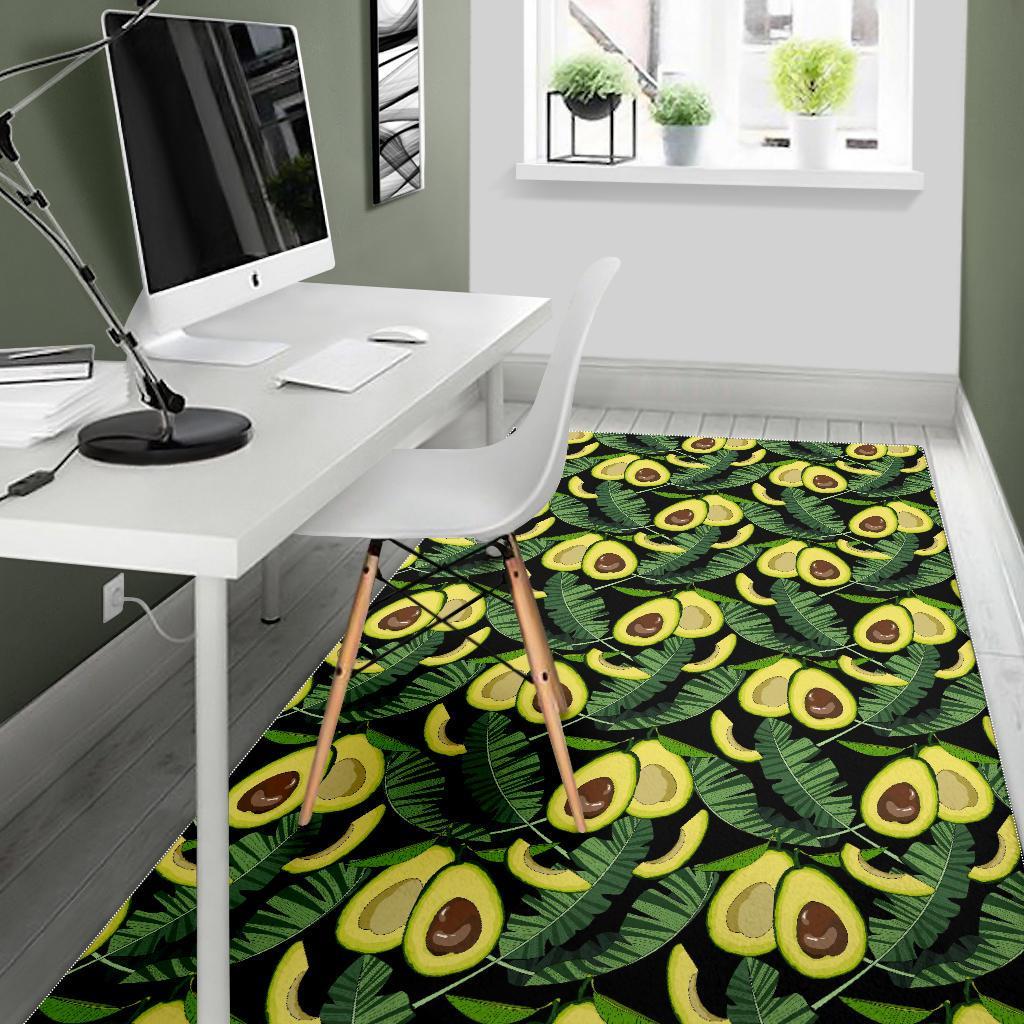 Avocado Floral Palm Leaves Pattern Print Floor Mat-grizzshop