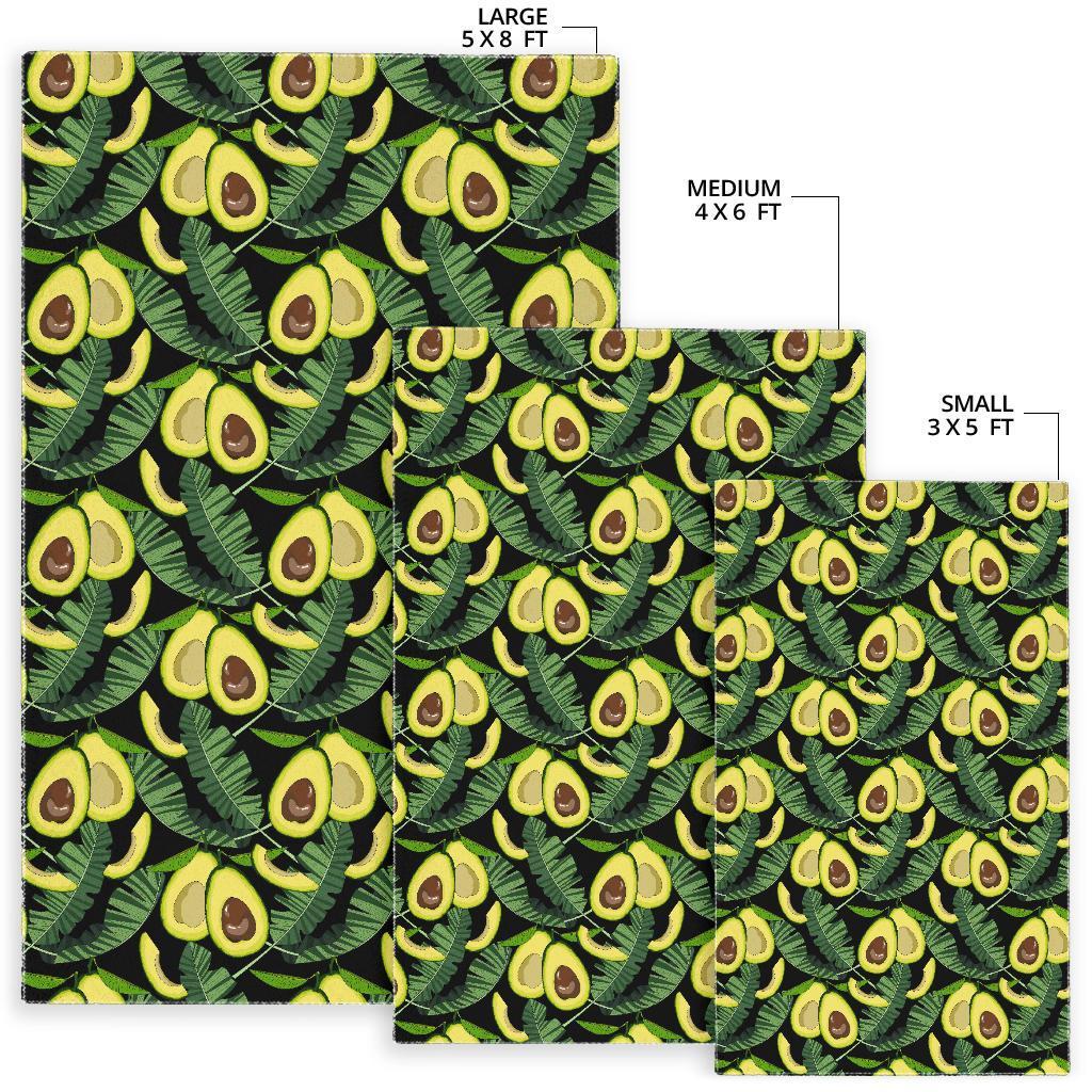 Avocado Floral Palm Leaves Pattern Print Floor Mat-grizzshop