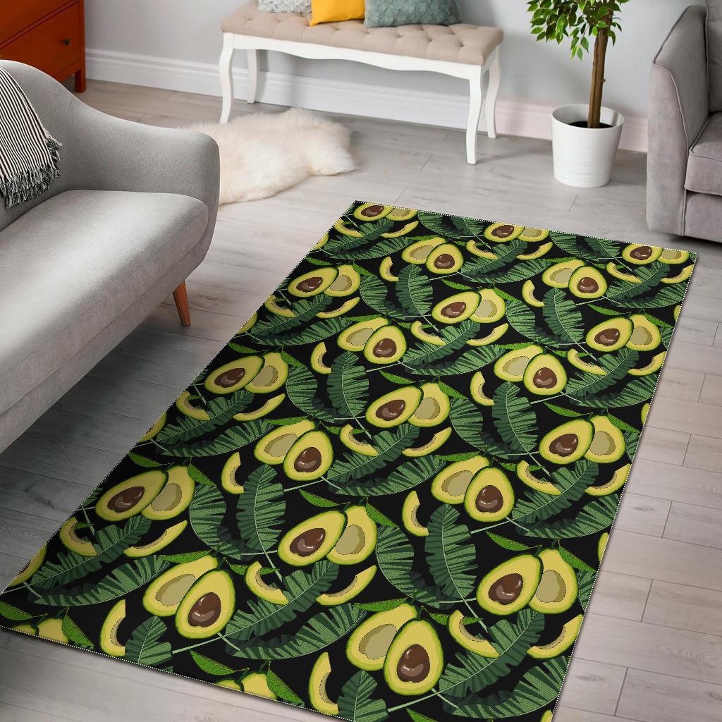 Avocado Floral Palm Leaves Pattern Print Floor Mat-grizzshop