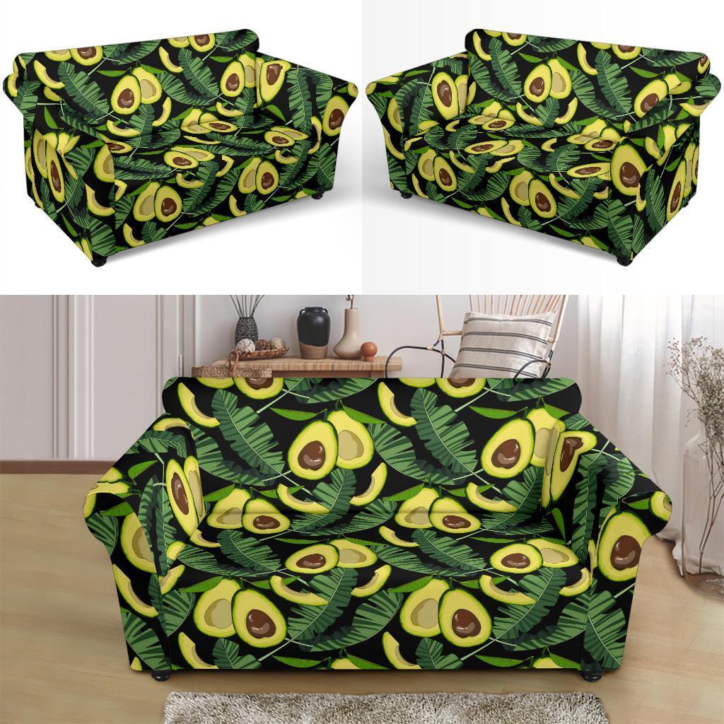 Avocado Floral Palm Leaves Pattern Print Loveseat Cover-grizzshop