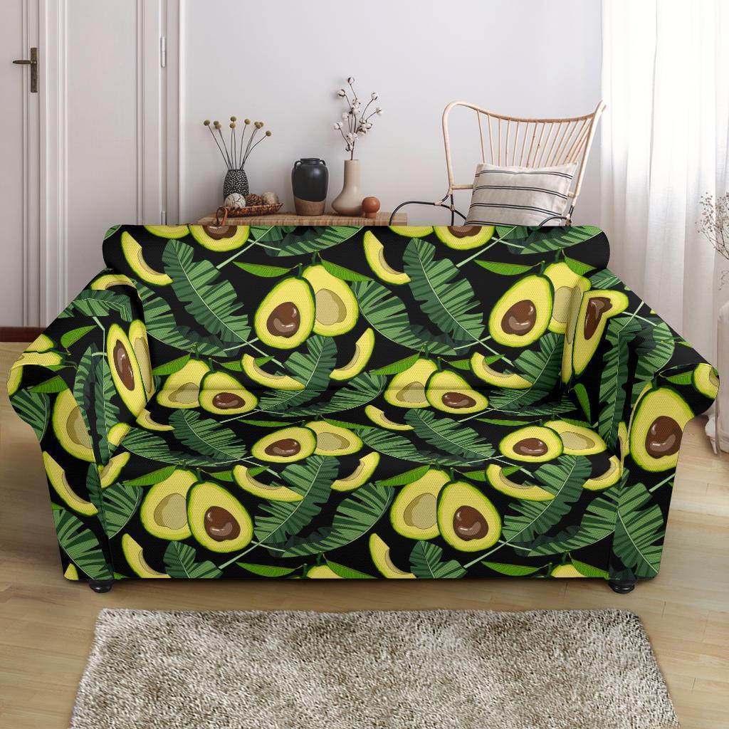 Avocado Floral Palm Leaves Pattern Print Loveseat Cover-grizzshop