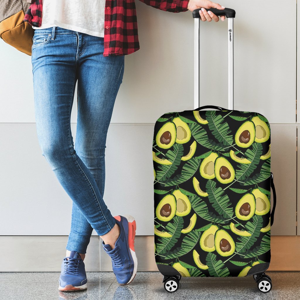 Avocado Floral Palm Leaves Pattern Print Luggage Cover Protector-grizzshop