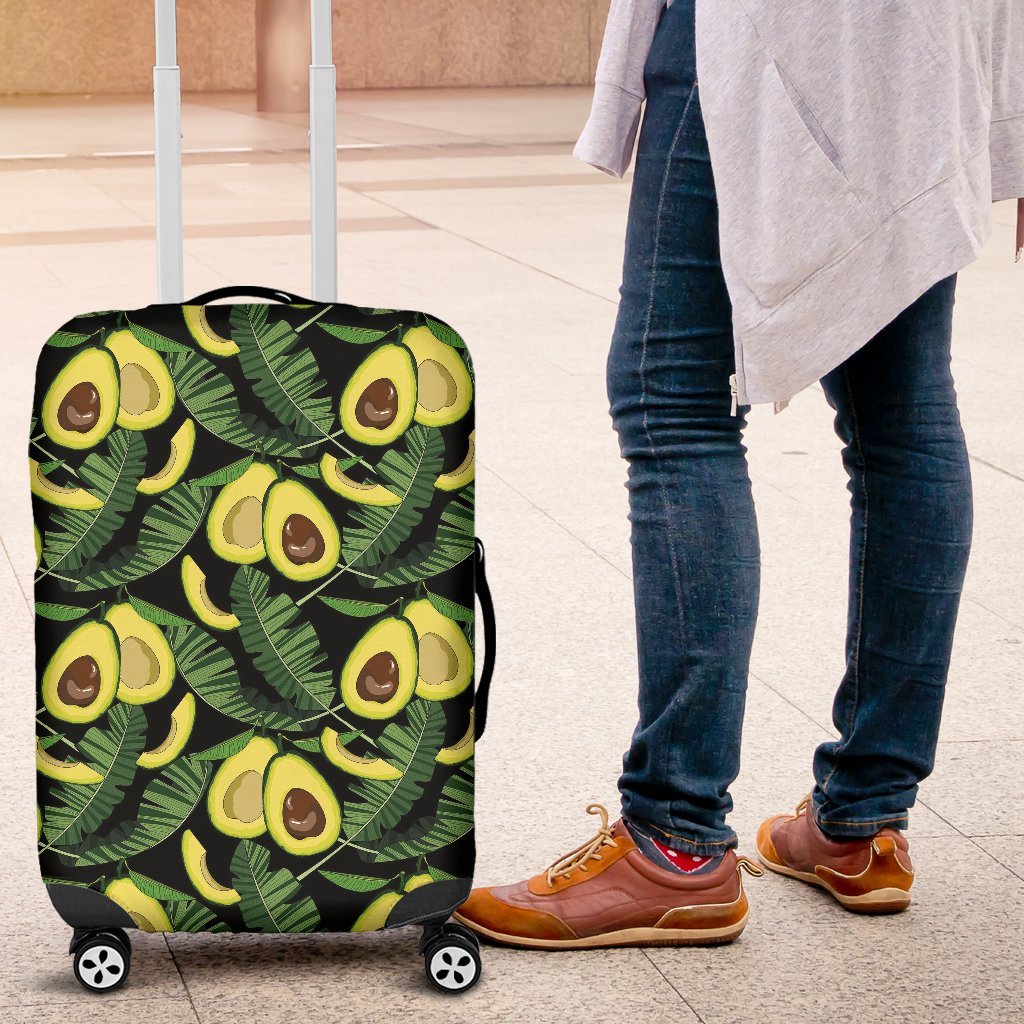 Avocado Floral Palm Leaves Pattern Print Luggage Cover Protector-grizzshop