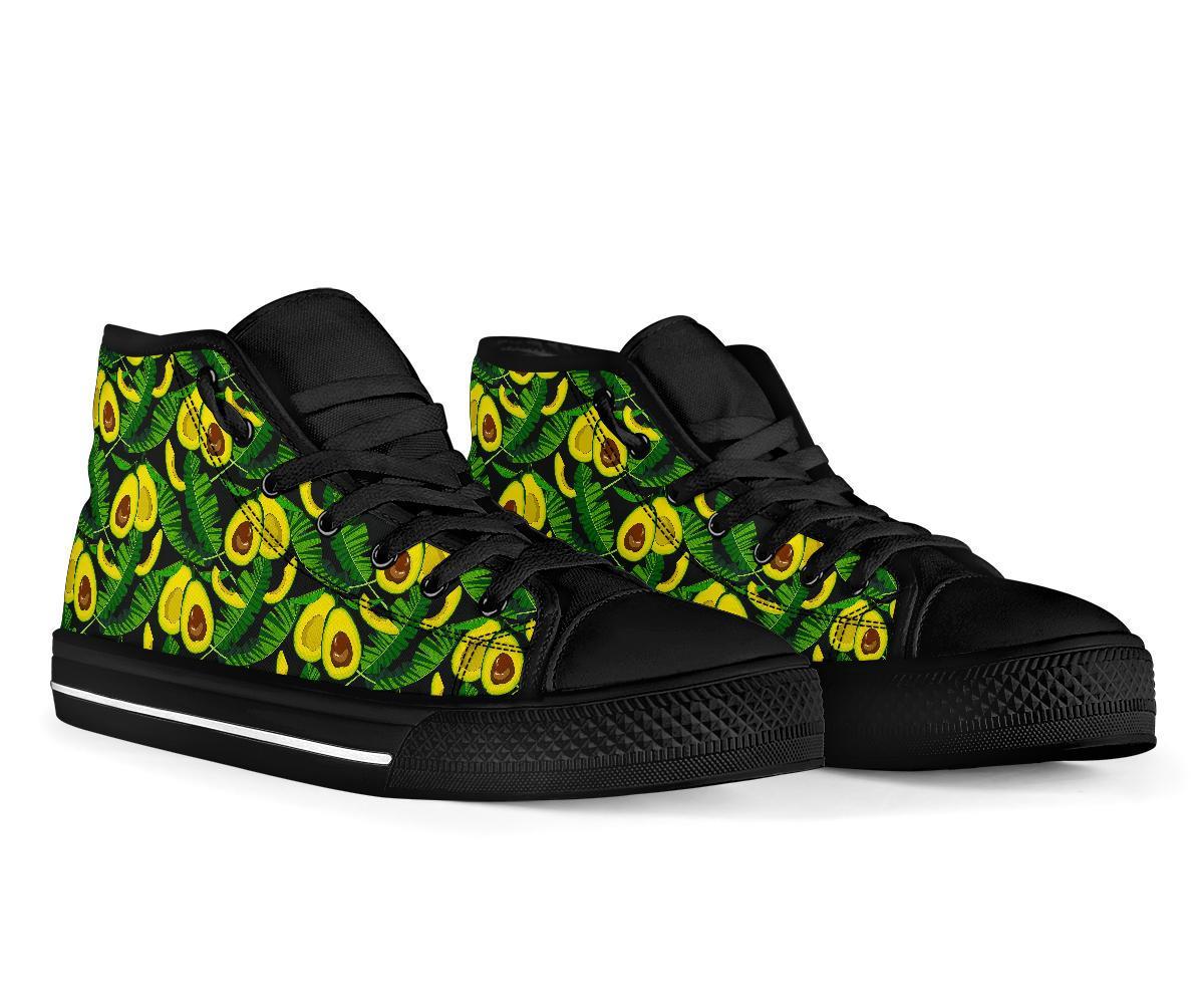 Avocado Floral Palm Leaves Pattern Print Men Women's High Top Shoes-grizzshop