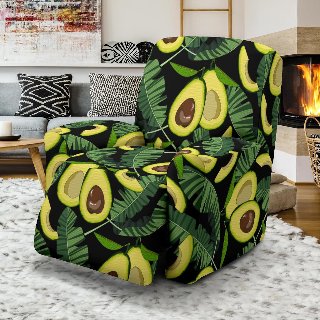 Avocado Floral Palm Leaves Pattern Print Recliner Cover-grizzshop