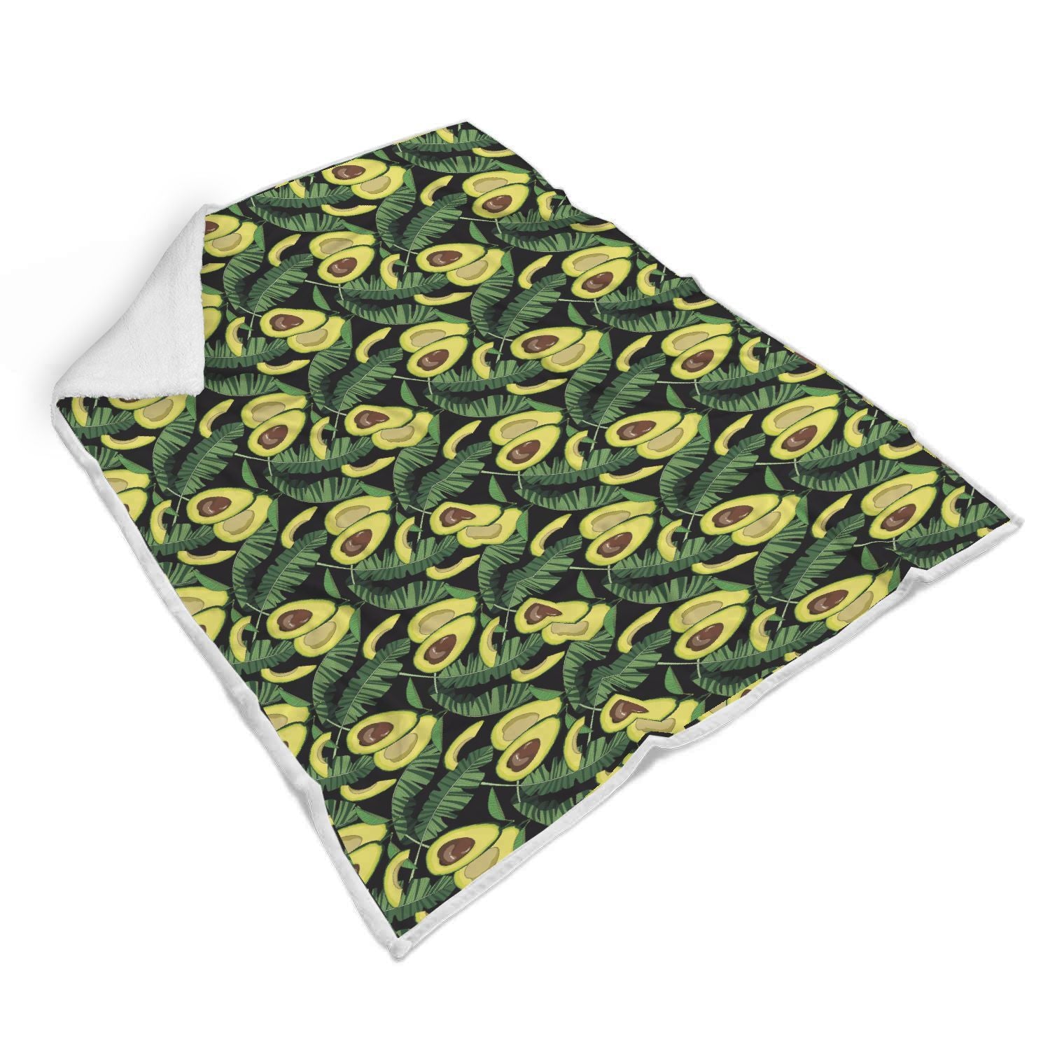 Avocado Floral Palm Leaves Pattern Print Throw Blanket-grizzshop