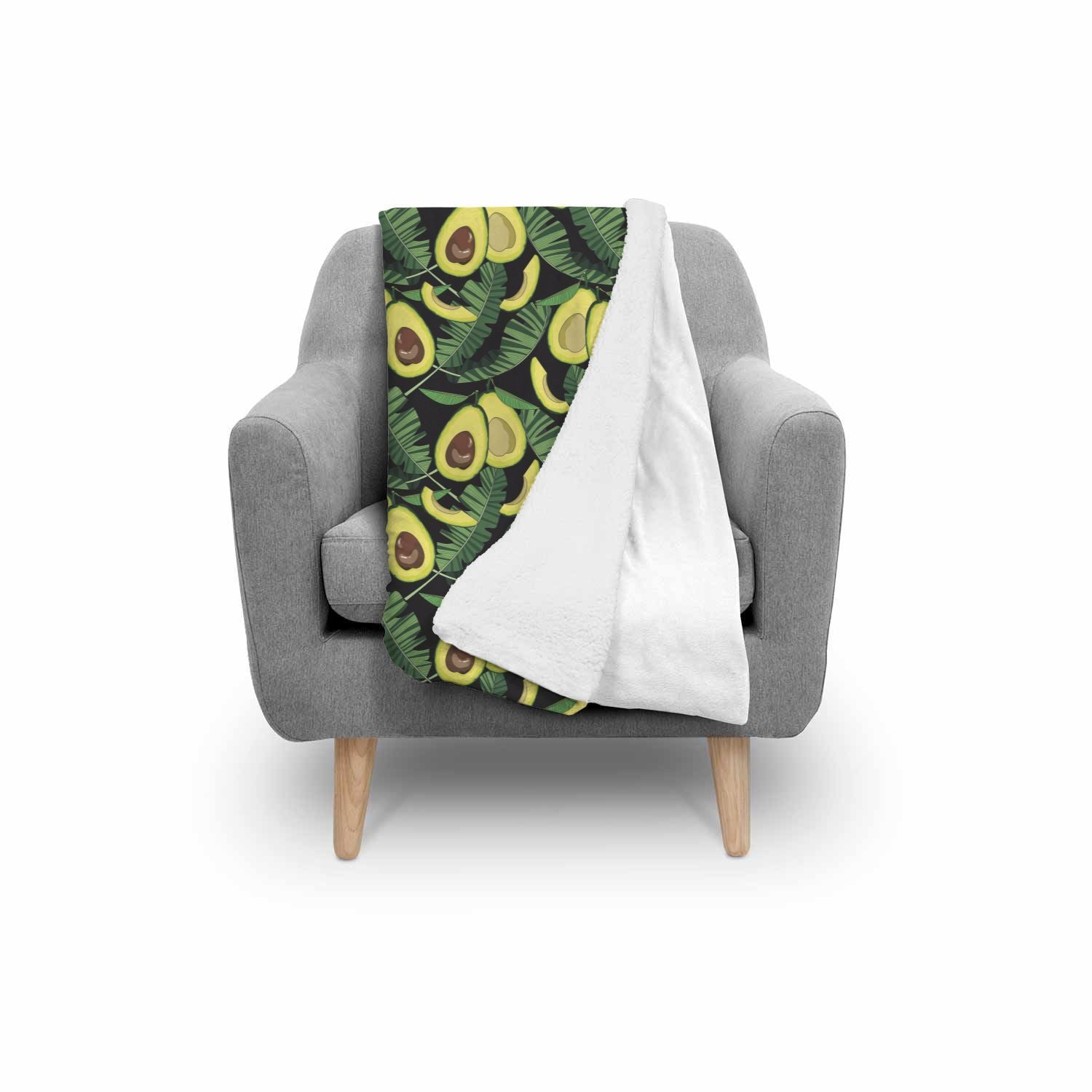 Avocado Floral Palm Leaves Pattern Print Throw Blanket-grizzshop