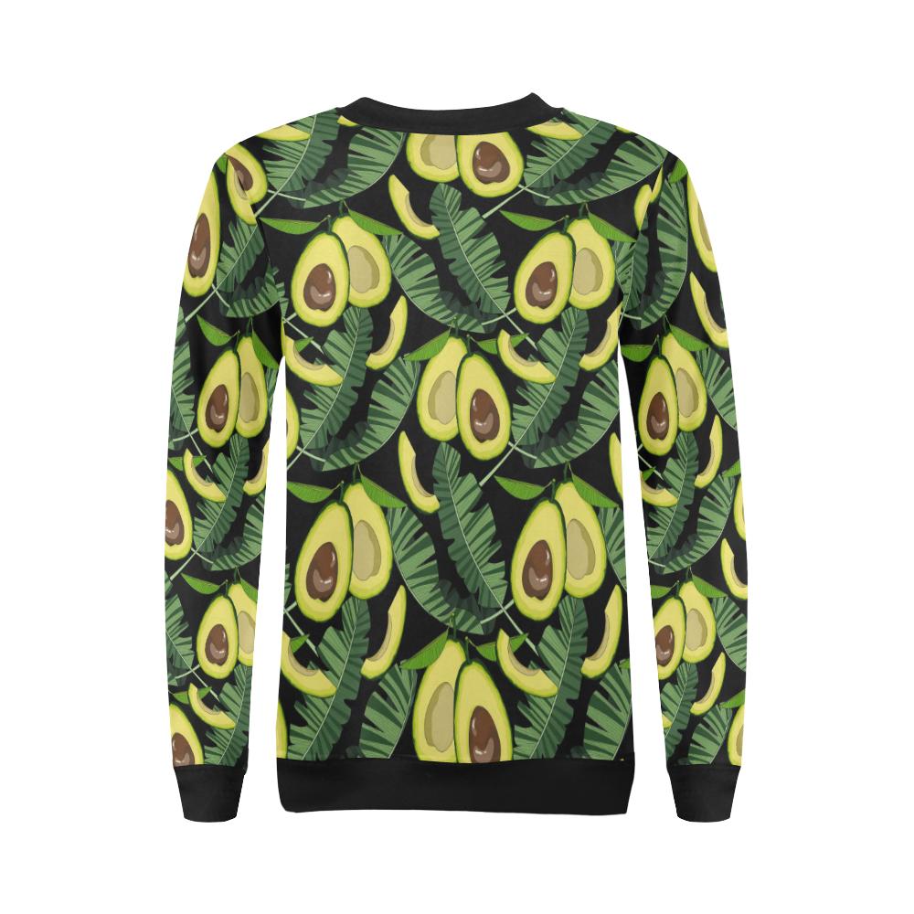 Avocado Floral Palm Leaves Pattern Print Women Crewneck Sweatshirt-grizzshop