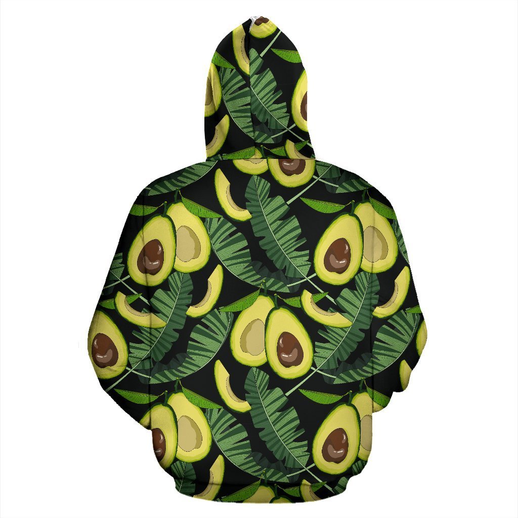 Avocado Floral Palm Leaves Pattern Print Women Men Pullover Hoodie-grizzshop