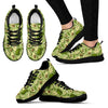 Avocado Green Pattern Print Black Sneaker Shoes For Men Women-grizzshop