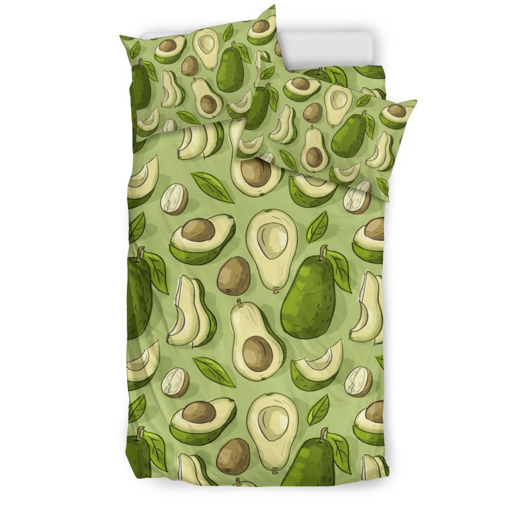Avocado Green Pattern Print Duvet Cover Bedding Set-grizzshop
