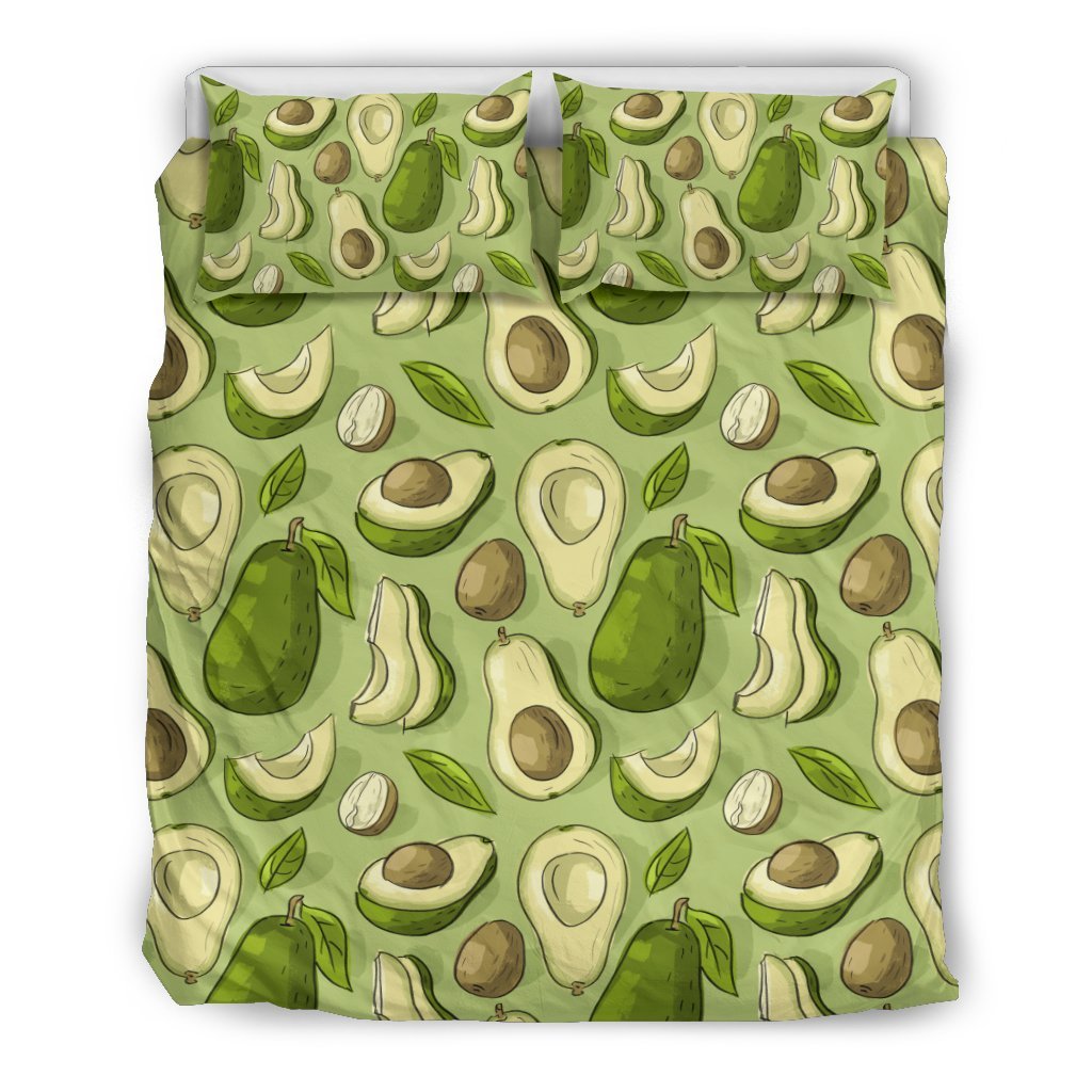 Avocado Green Pattern Print Duvet Cover Bedding Set-grizzshop