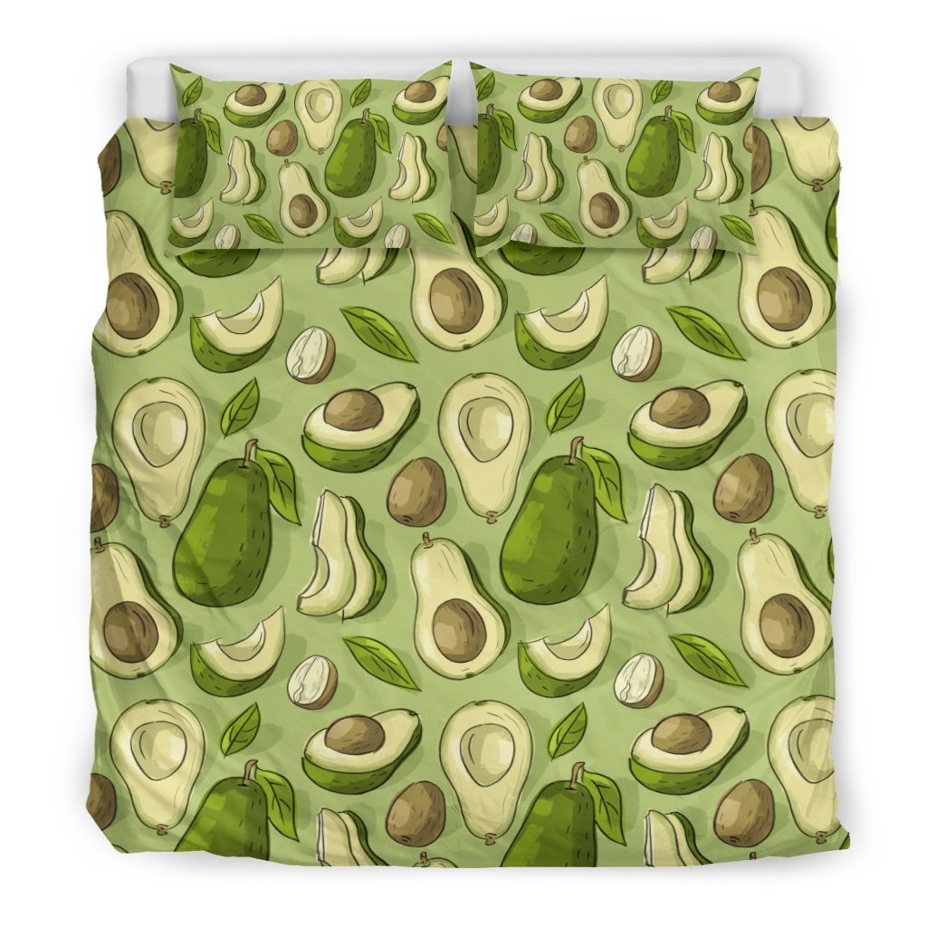 Avocado Green Pattern Print Duvet Cover Bedding Set-grizzshop