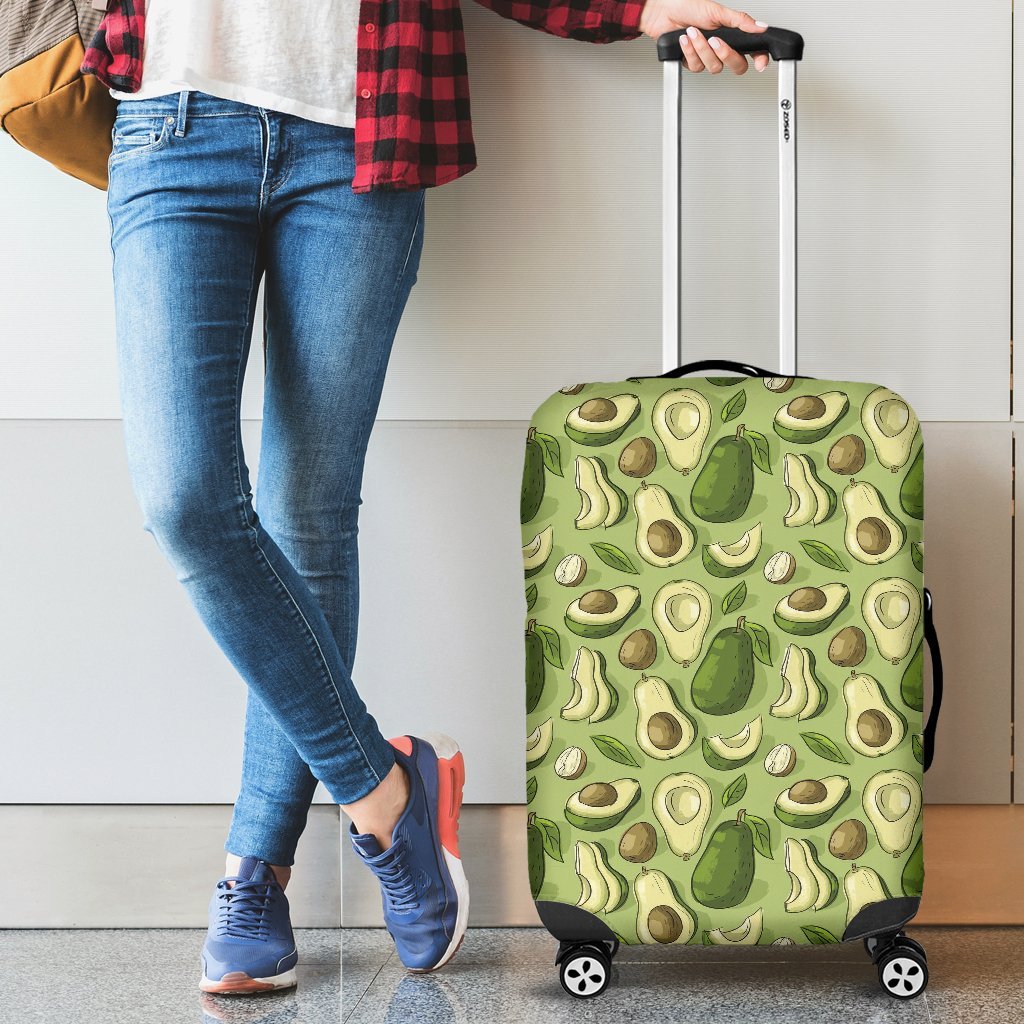 Avocado Green Pattern Print Luggage Cover Protector-grizzshop