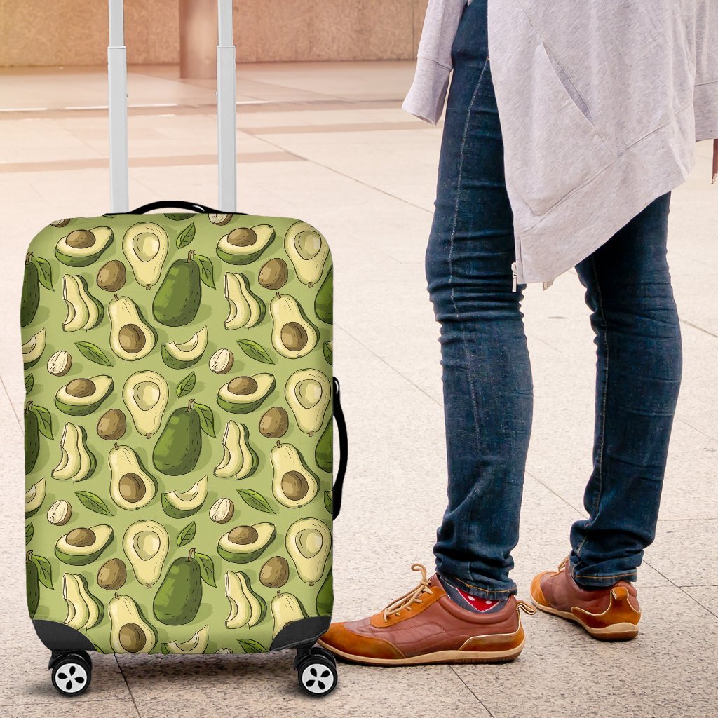 Avocado Green Pattern Print Luggage Cover Protector-grizzshop