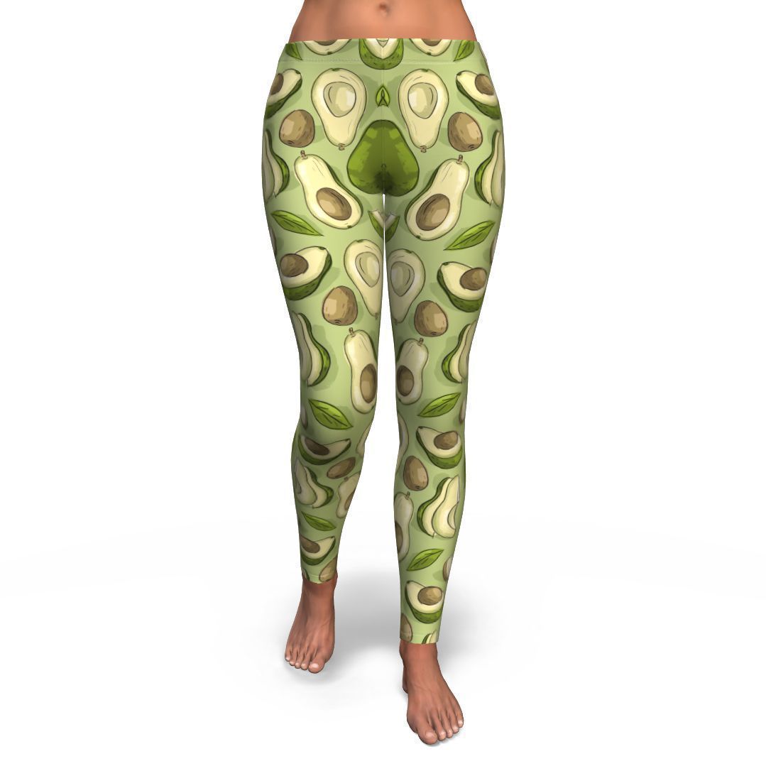 Avocado Green Pattern Print Pattern Women Leggings-grizzshop