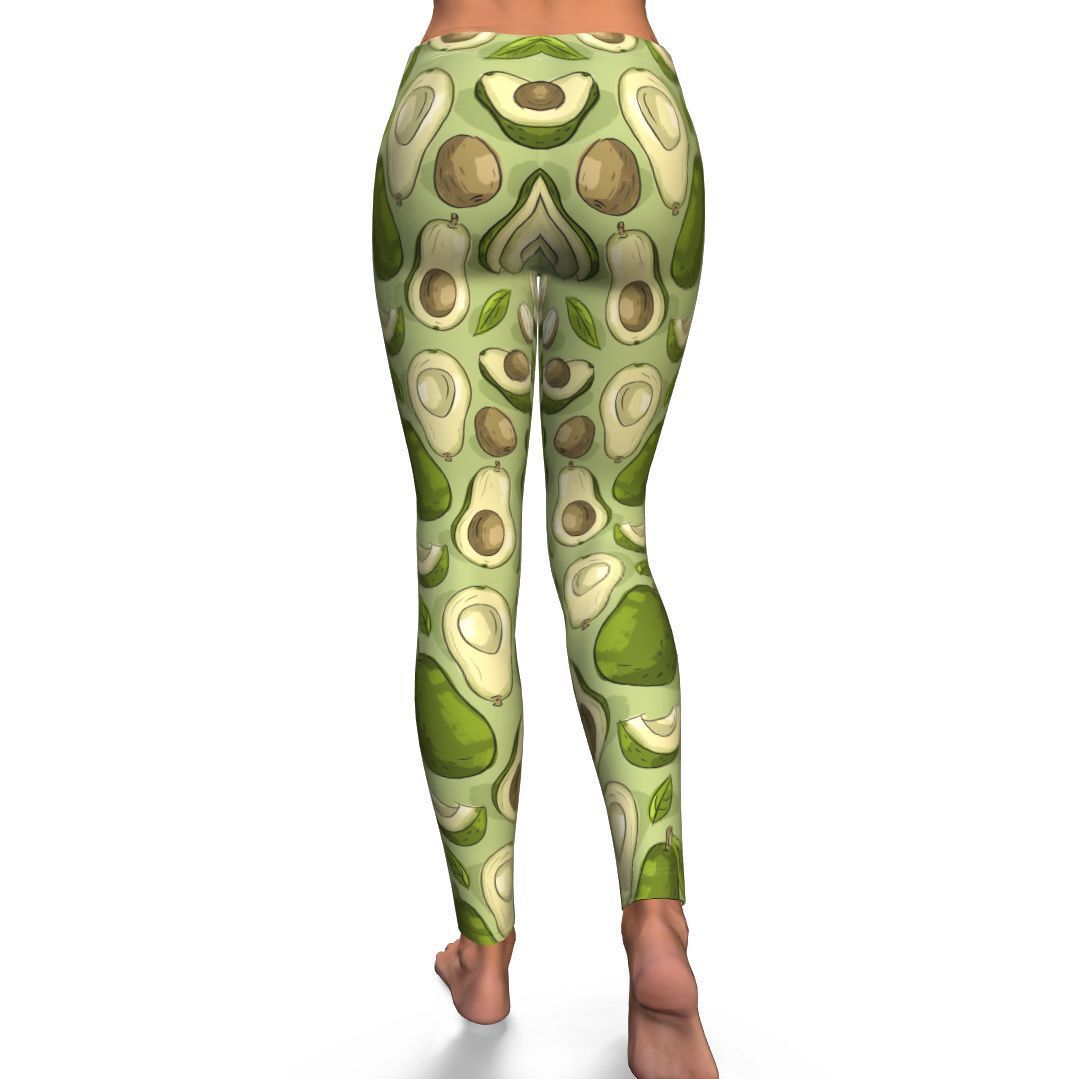 Avocado Green Pattern Print Pattern Women Leggings-grizzshop