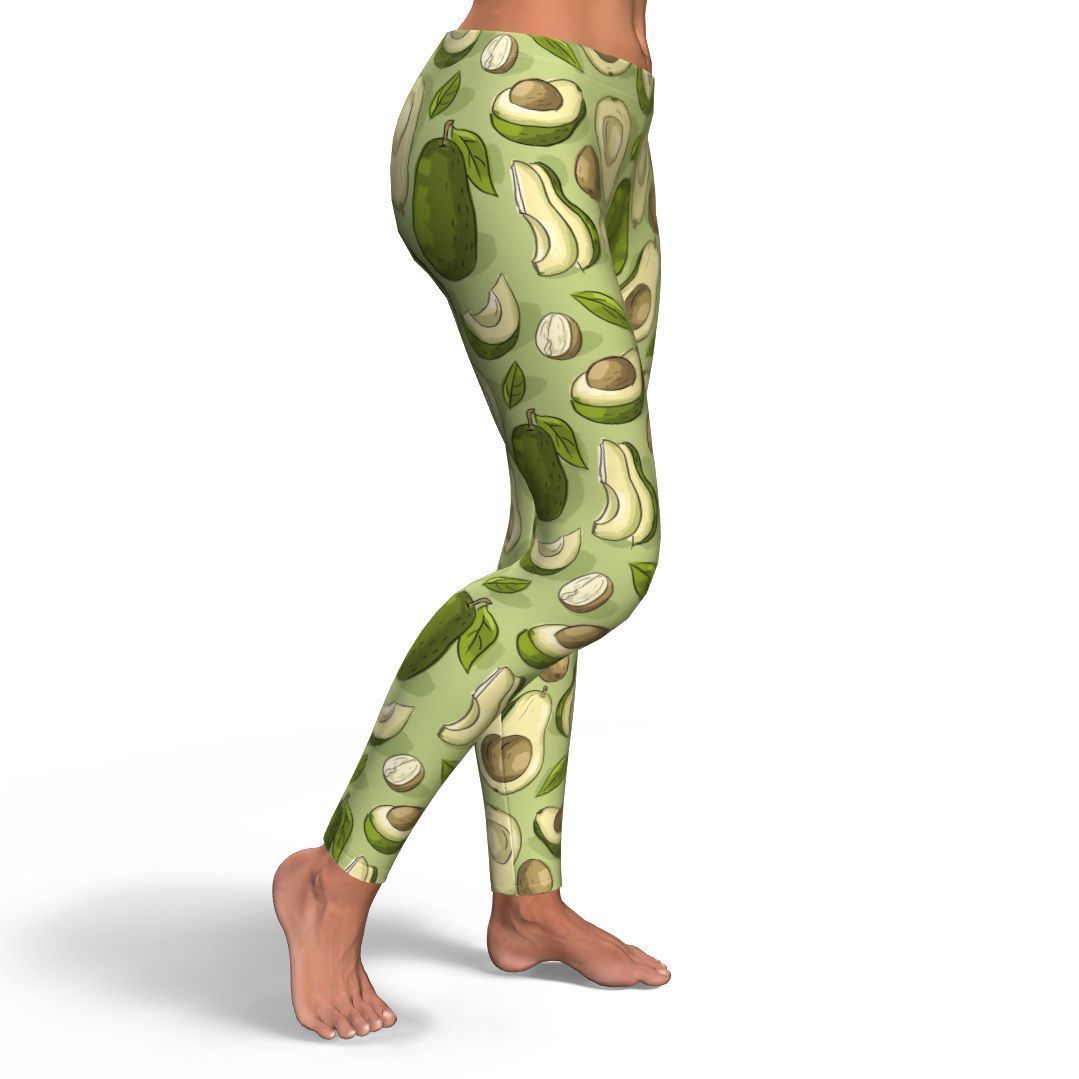 Avocado Green Pattern Print Pattern Women Leggings-grizzshop