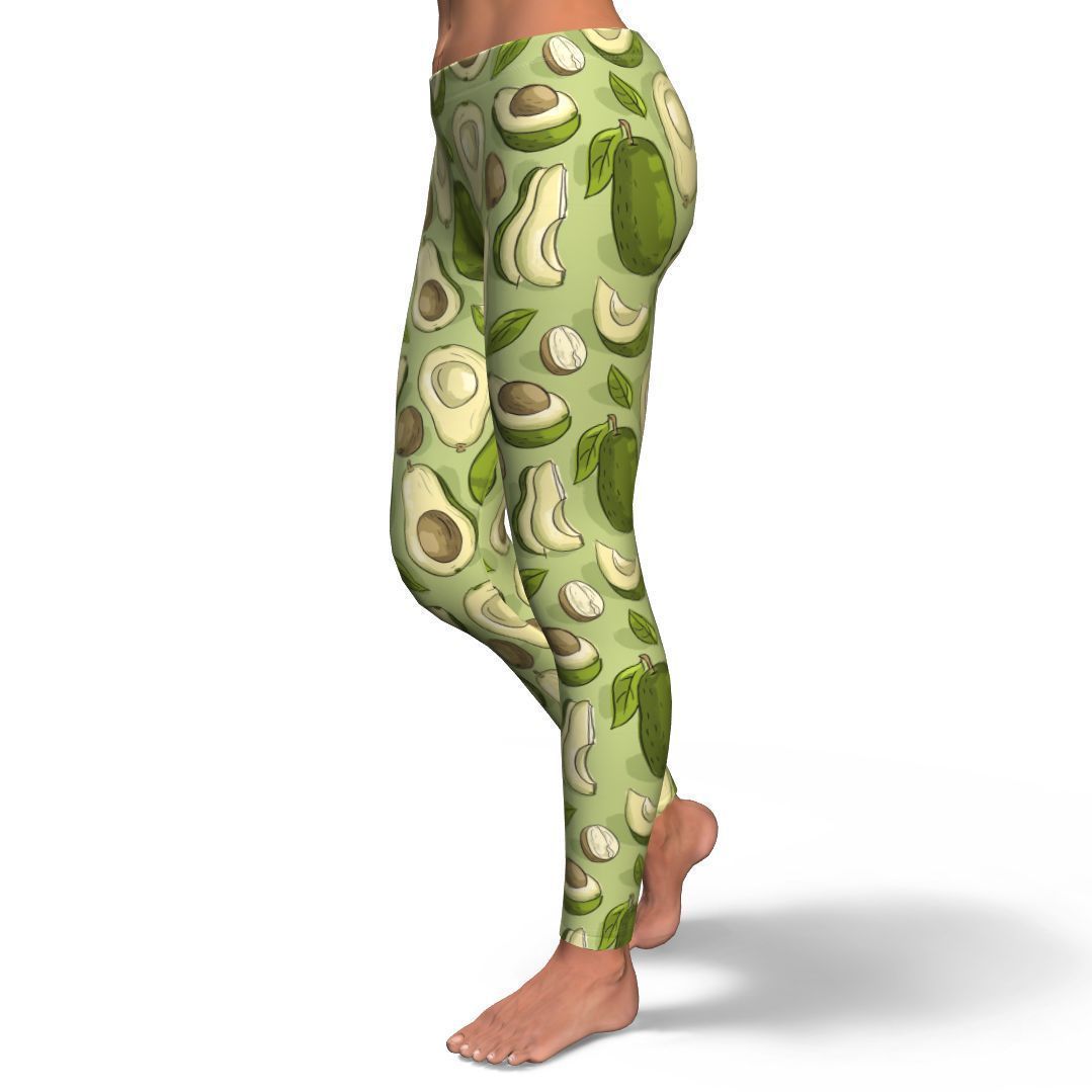 Avocado Green Pattern Print Pattern Women Leggings-grizzshop