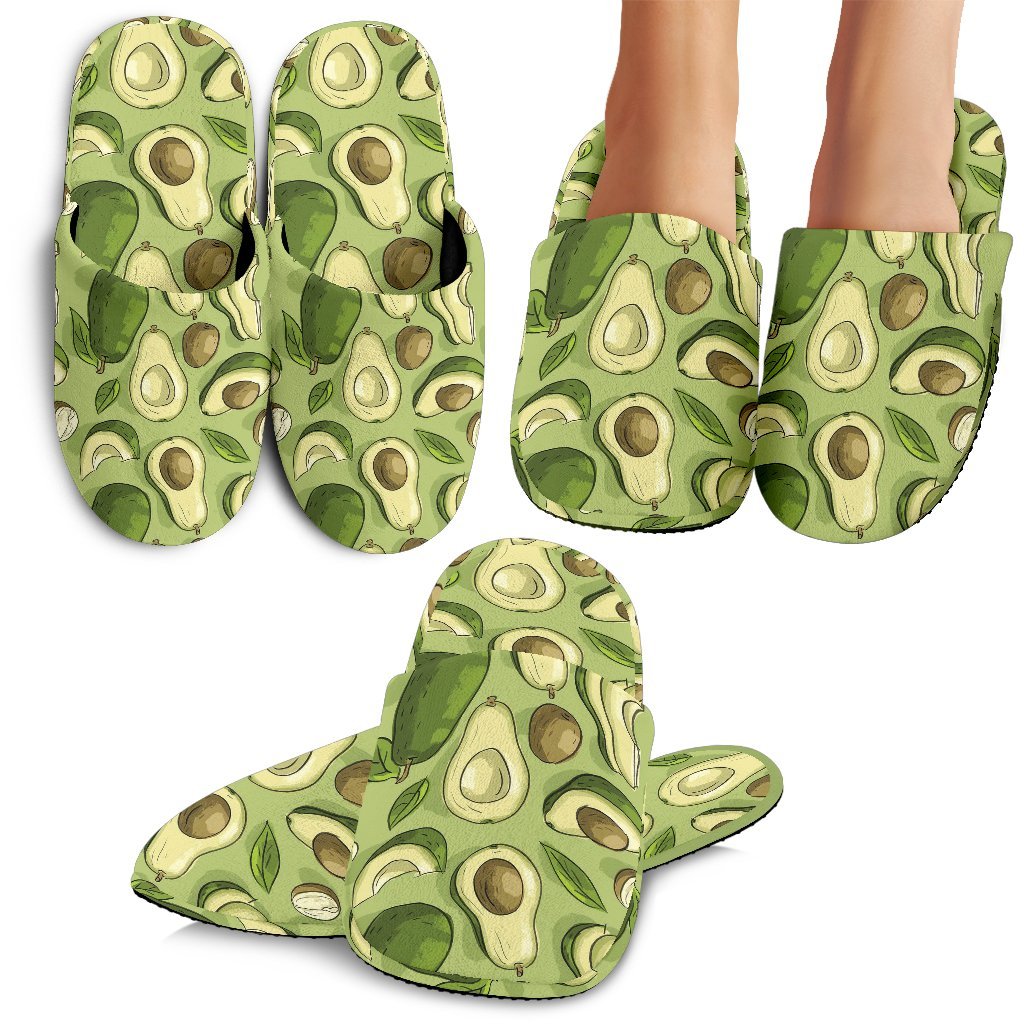 Avocado Green Pattern Print Premium Home Slippers-grizzshop