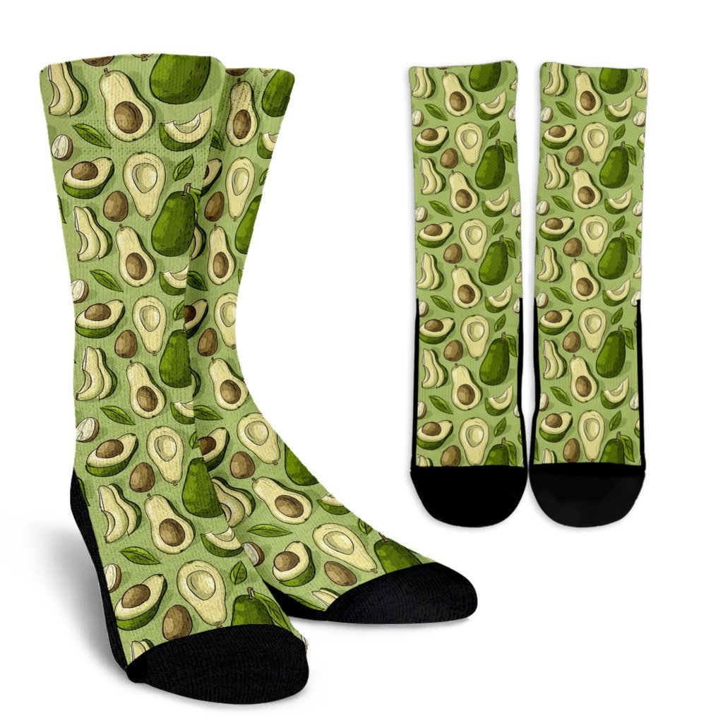 Avocado Green Pattern Print Unisex Crew Socks-grizzshop