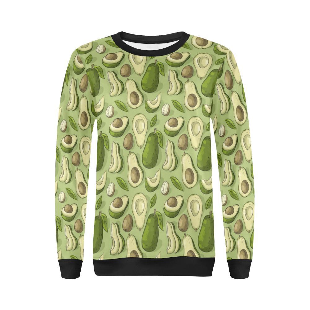 Avocado Green Pattern Print Women Crewneck Sweatshirt-grizzshop