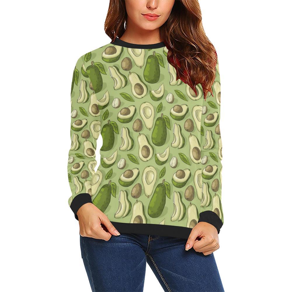 Avocado Green Pattern Print Women Crewneck Sweatshirt-grizzshop