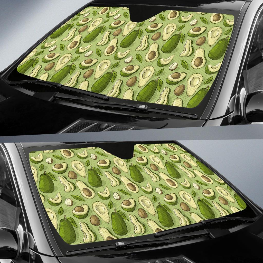 Avocado Green Patttern Print Car Sun Shade-grizzshop