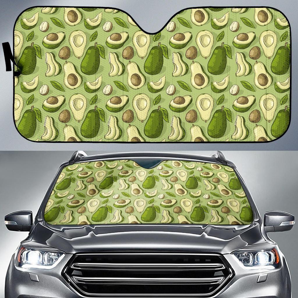 Avocado Green Patttern Print Car Sun Shade-grizzshop