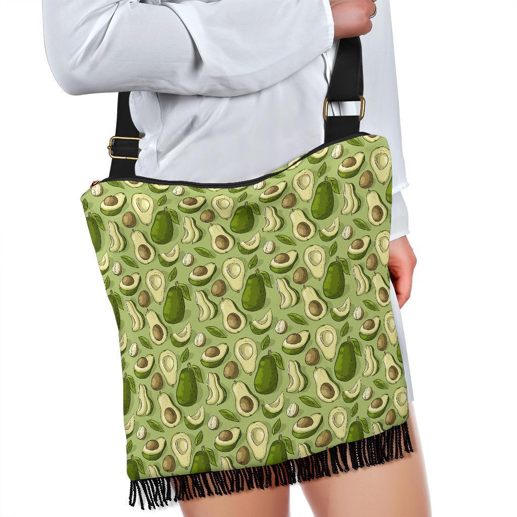 Avocado Green Patttern Print Crossbody Bags-grizzshop