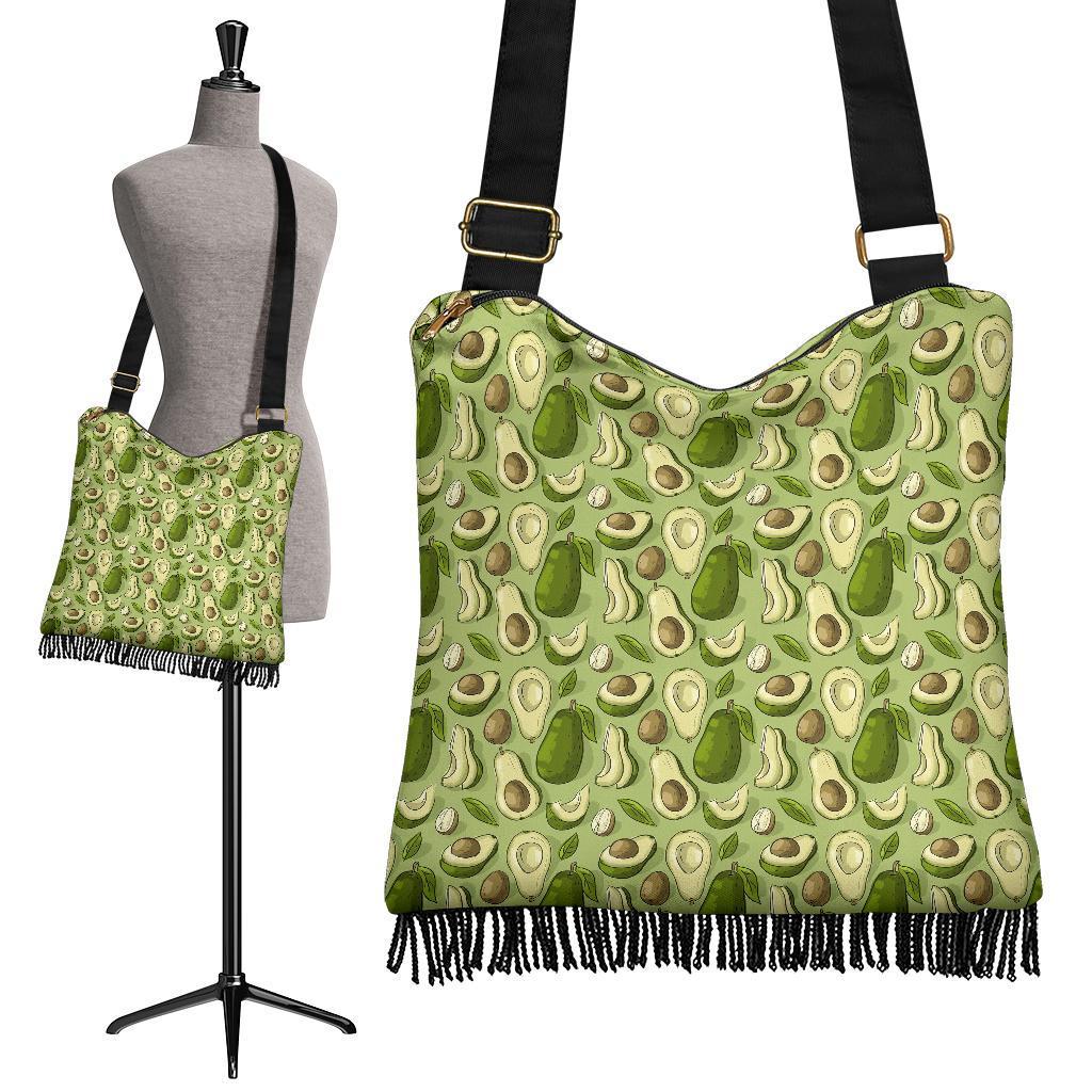 Avocado Green Patttern Print Crossbody Bags-grizzshop