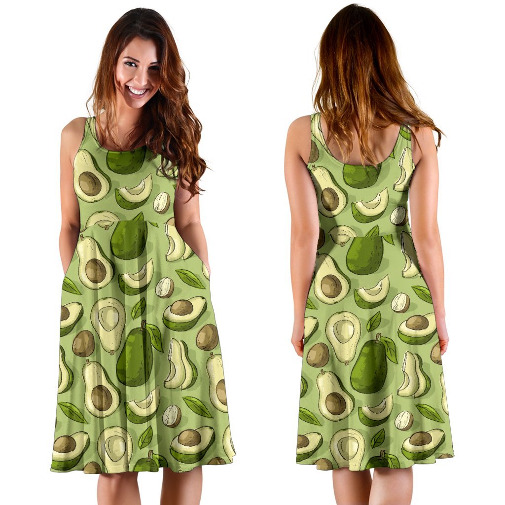 Avocado Green Patttern Print Dress-grizzshop