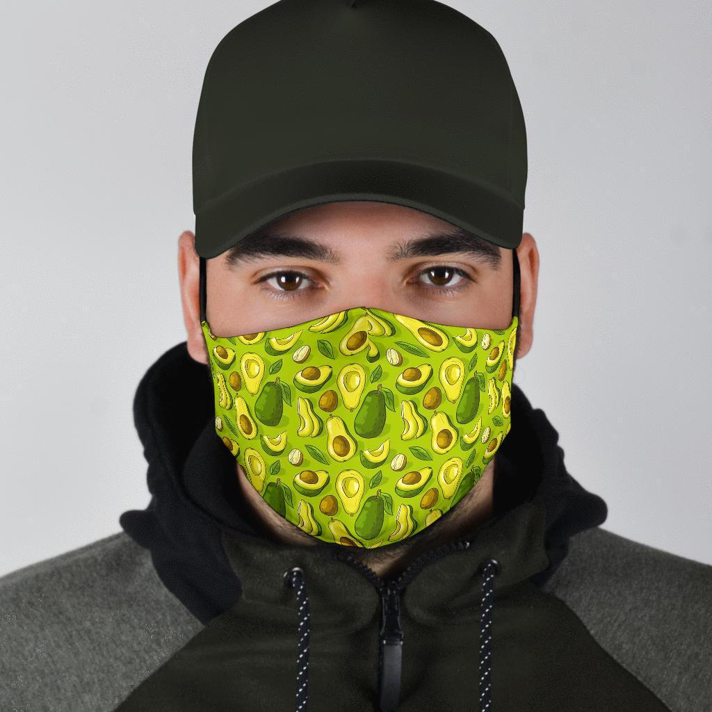 Avocado Green Patttern Print Face Mask-grizzshop