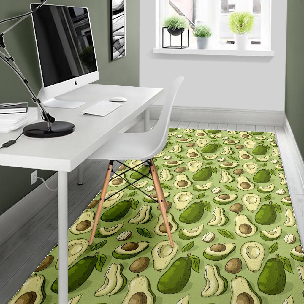 Avocado Green Patttern Print Floor Mat-grizzshop