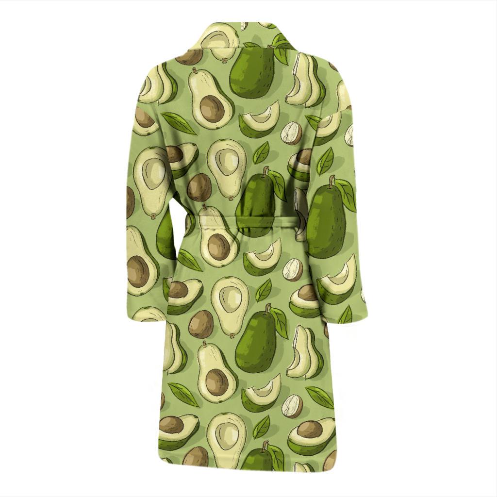 Avocado Green Patttern Print Men Long Robe-grizzshop