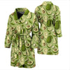 Avocado Green Patttern Print Men Long Robe-grizzshop