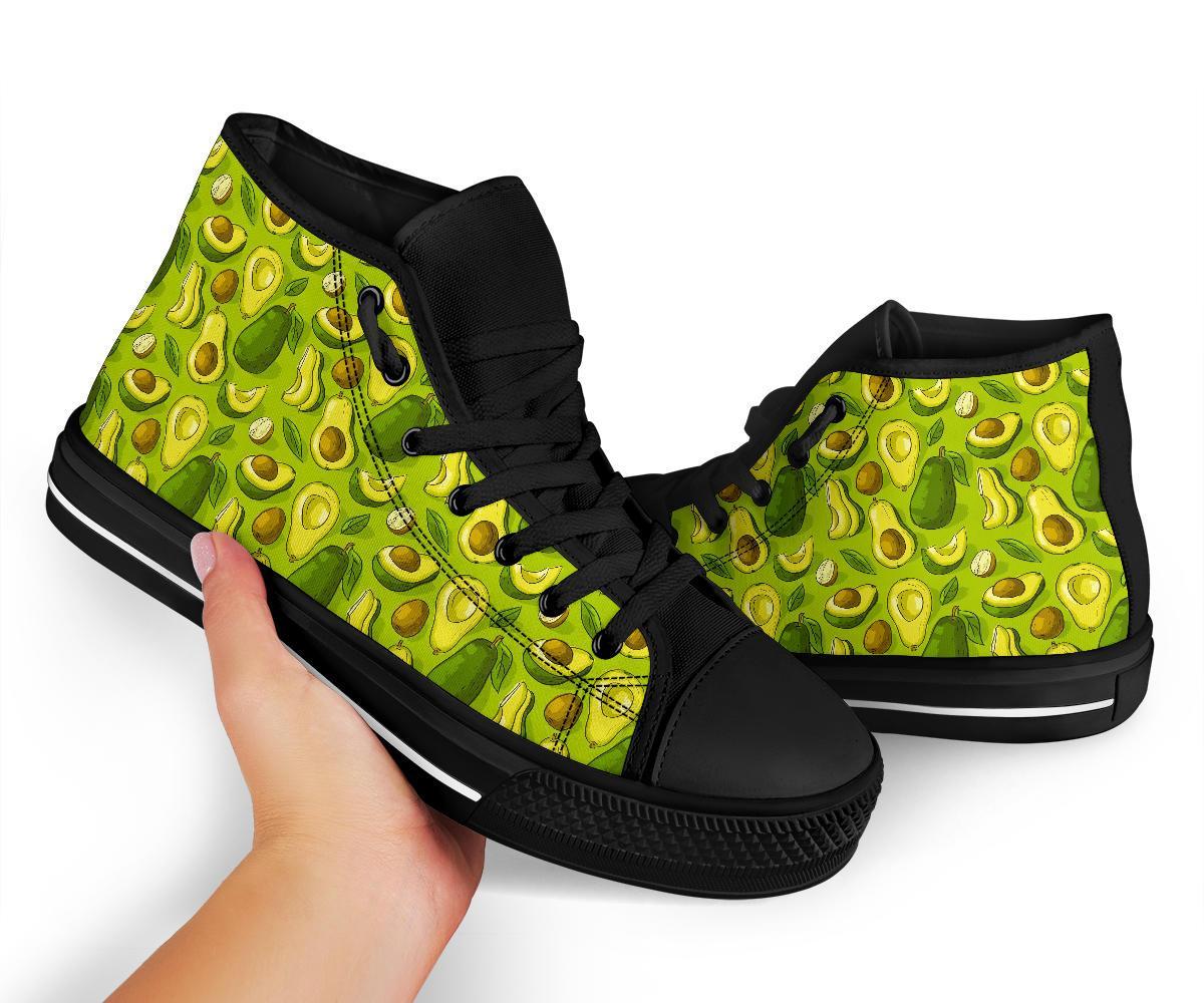 Avocado Green Patttern Print Men Women's High Top Shoes-grizzshop