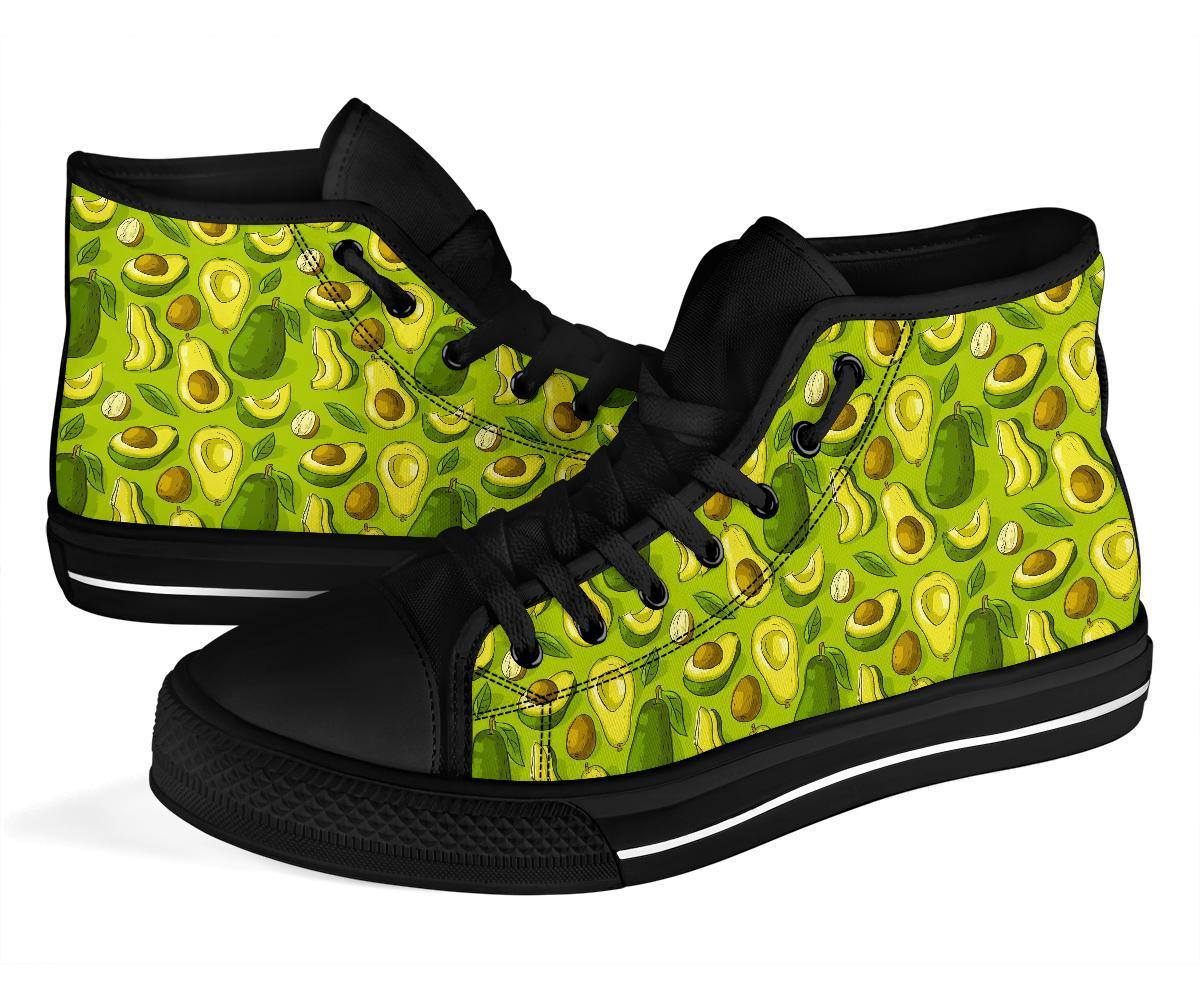 Avocado Green Patttern Print Men Women's High Top Shoes-grizzshop