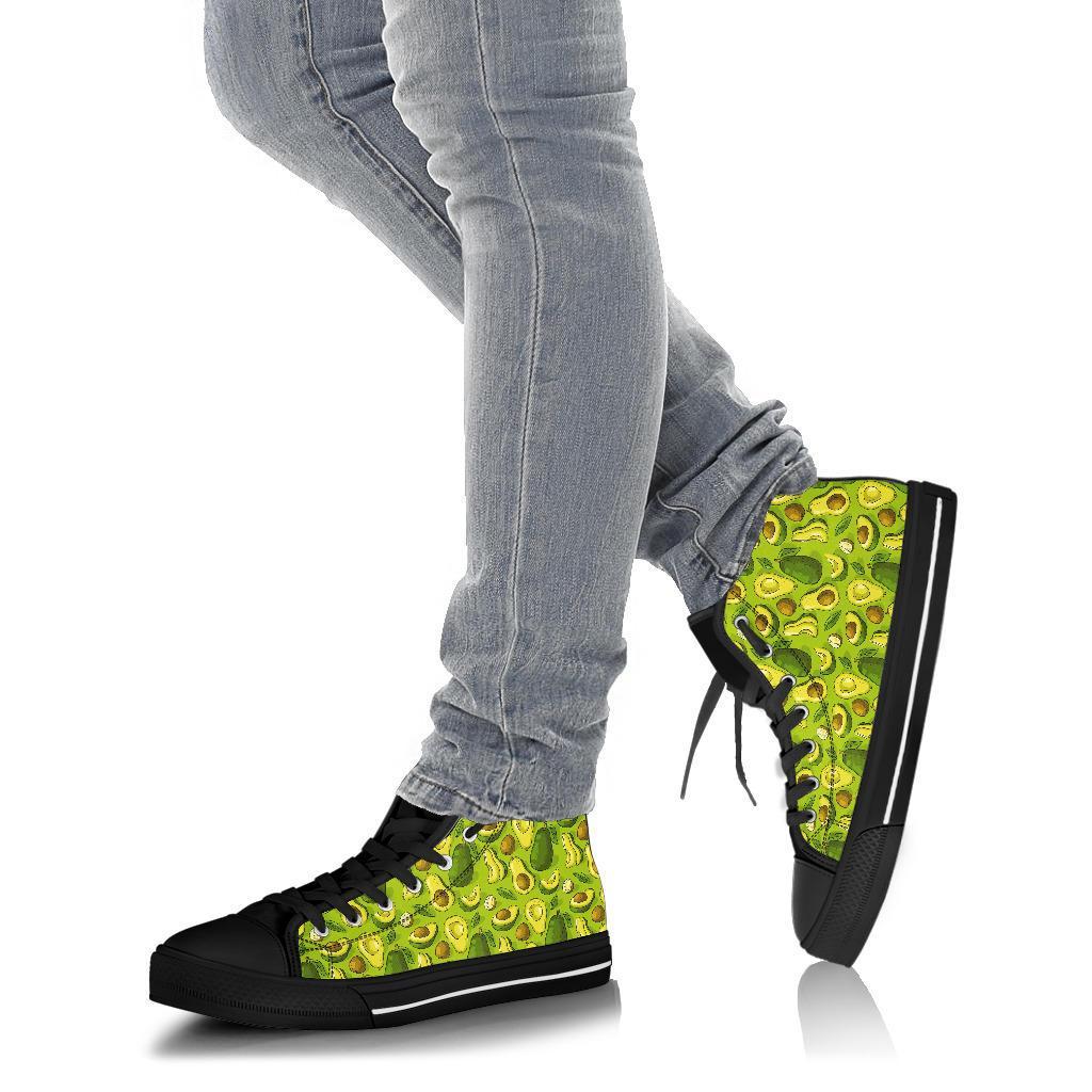 Avocado Green Patttern Print Men Women's High Top Shoes-grizzshop