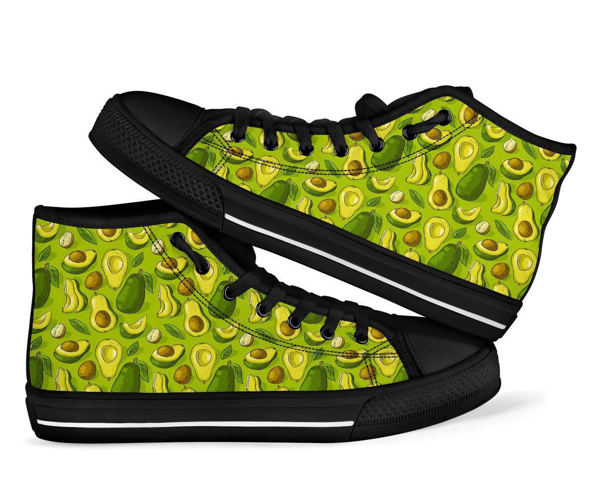 Avocado Green Patttern Print Men Women's High Top Shoes-grizzshop