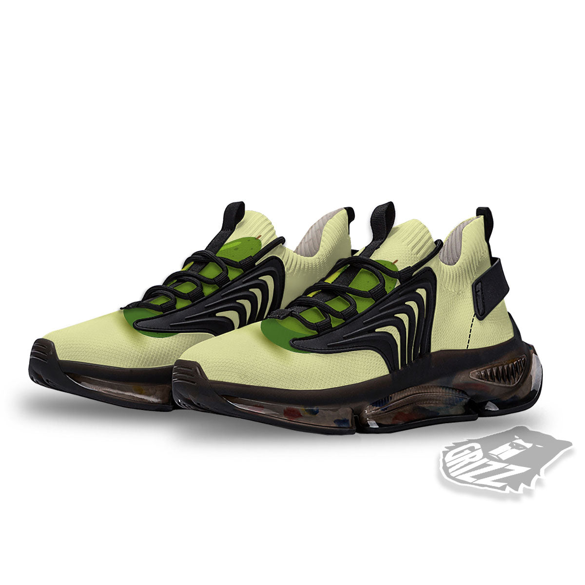 Avocado Green Print Black Gym Shoes-grizzshop