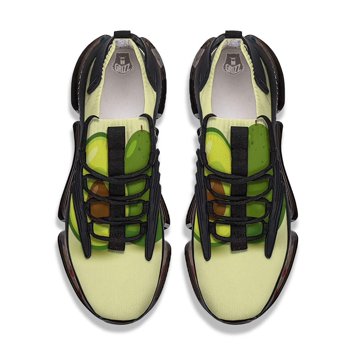 Avocado Green Print Black Gym Shoes-grizzshop