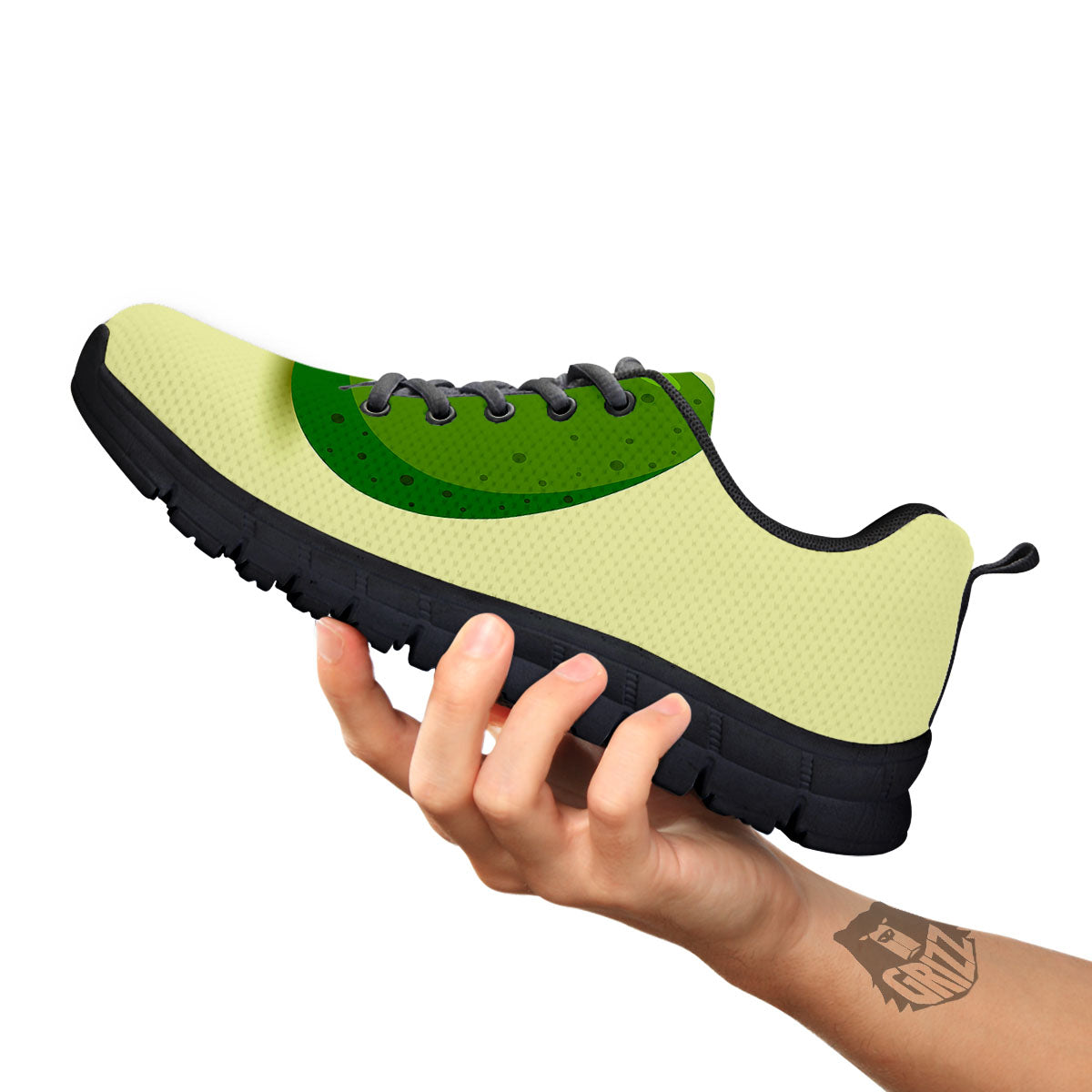Avocado Green Print Black Sneaker-grizzshop
