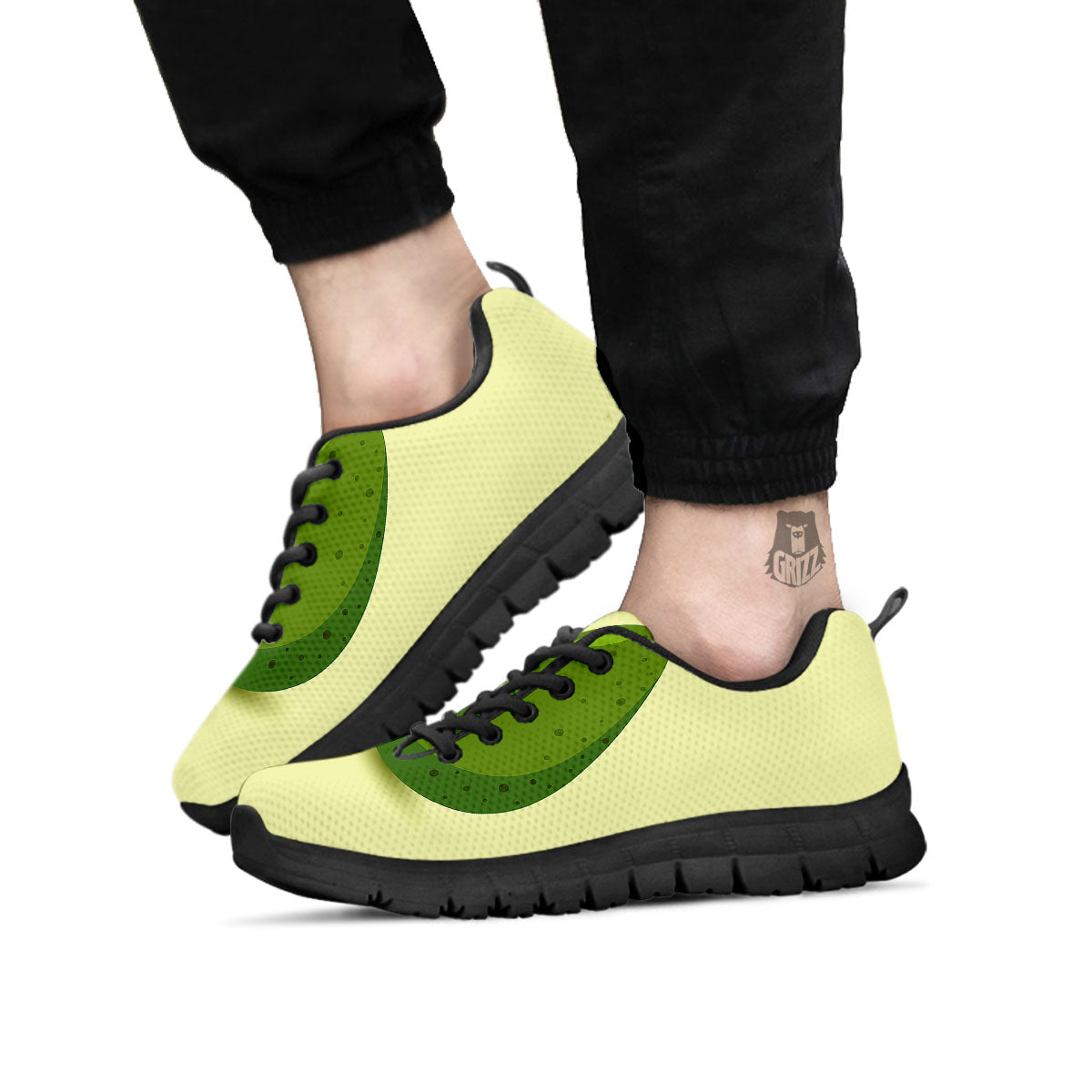 Avocado Green Print Black Sneaker-grizzshop