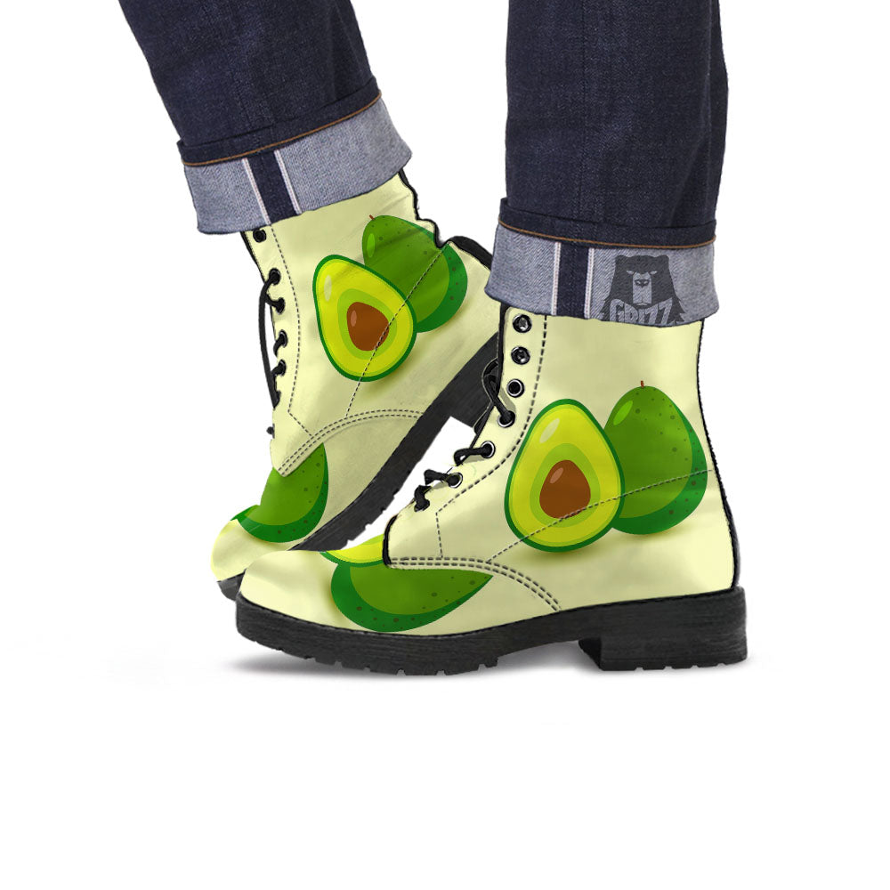 Avocado Green Print Leather Boots-grizzshop
