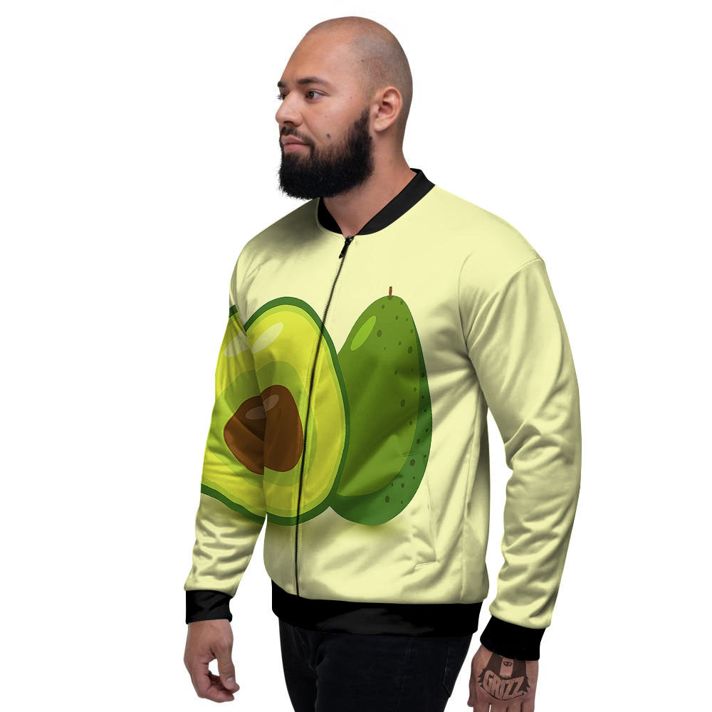 Avocado Green Print Men's Bomber Jacket-grizzshop