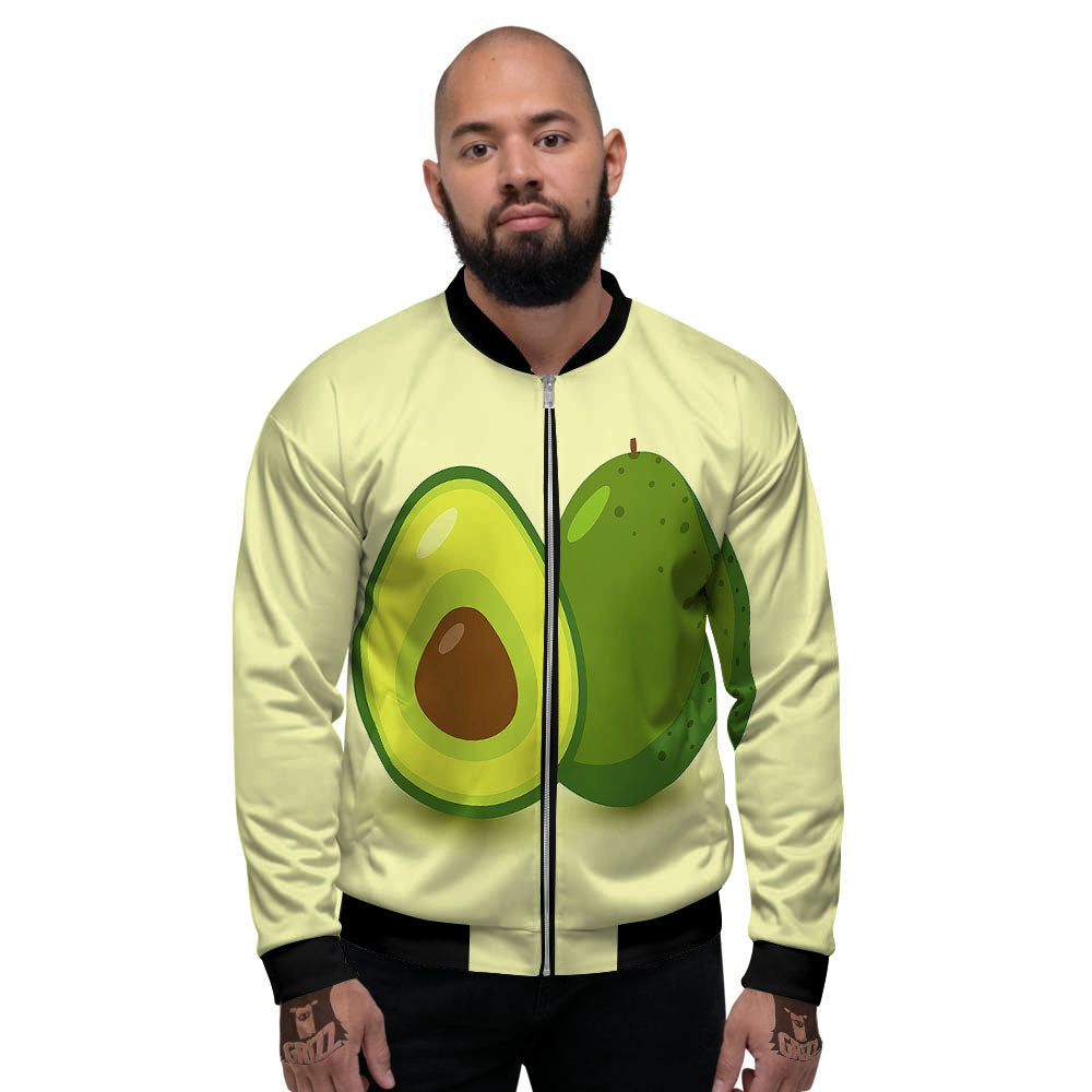 Avocado Green Print Men's Bomber Jacket-grizzshop