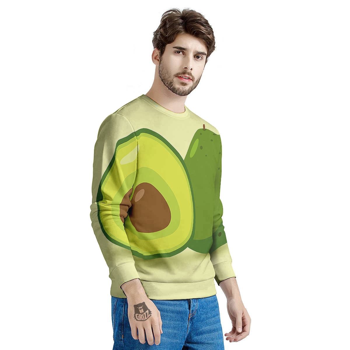 Avocado Green Print Men's Sweatshirt-grizzshop