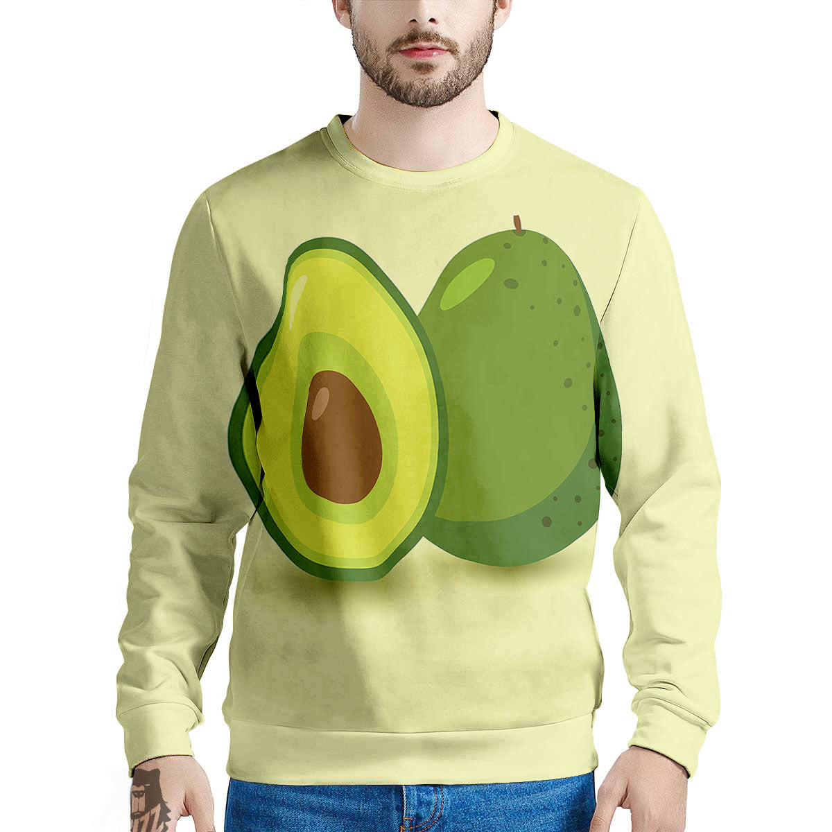 Avocado Green Print Men's Sweatshirt-grizzshop